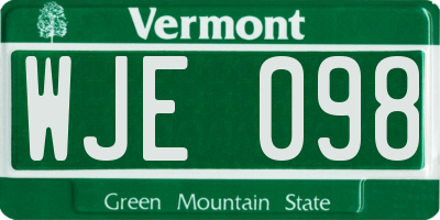 VT license plate WJE098