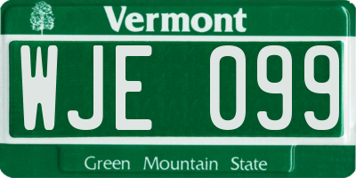 VT license plate WJE099