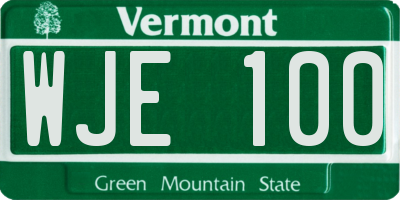 VT license plate WJE100