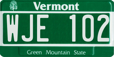 VT license plate WJE102