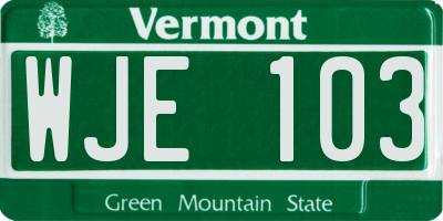 VT license plate WJE103