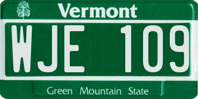 VT license plate WJE109