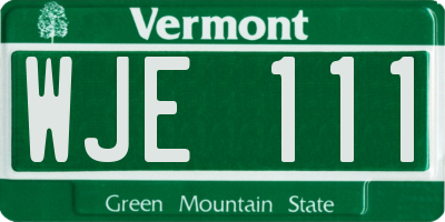 VT license plate WJE111