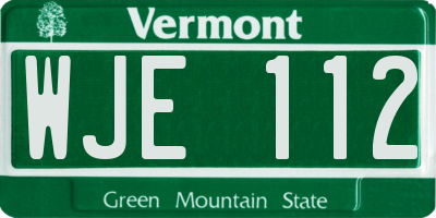 VT license plate WJE112