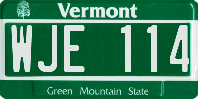 VT license plate WJE114