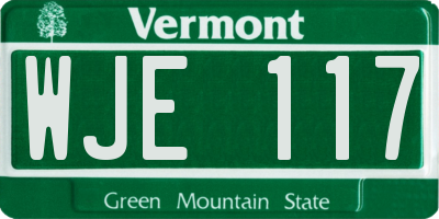 VT license plate WJE117