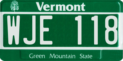 VT license plate WJE118