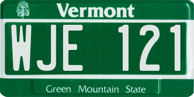 VT license plate WJE121