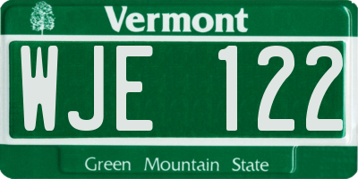 VT license plate WJE122