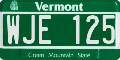 VT license plate WJE125