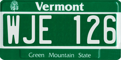 VT license plate WJE126