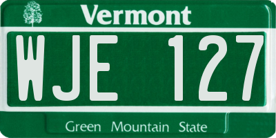 VT license plate WJE127