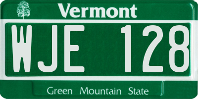 VT license plate WJE128