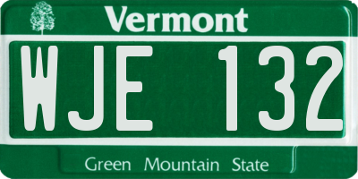 VT license plate WJE132