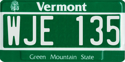 VT license plate WJE135