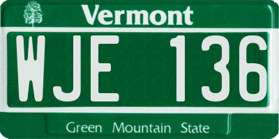 VT license plate WJE136