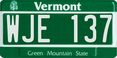 VT license plate WJE137