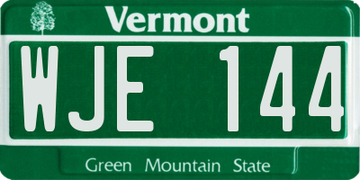 VT license plate WJE144
