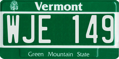 VT license plate WJE149