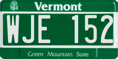 VT license plate WJE152