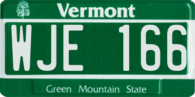 VT license plate WJE166
