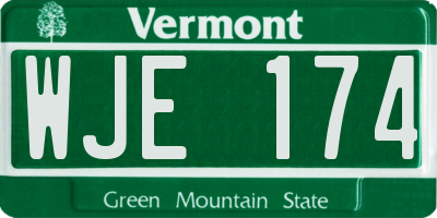 VT license plate WJE174