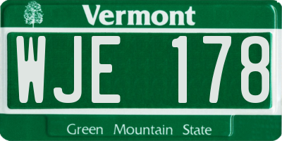 VT license plate WJE178