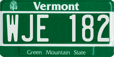 VT license plate WJE182