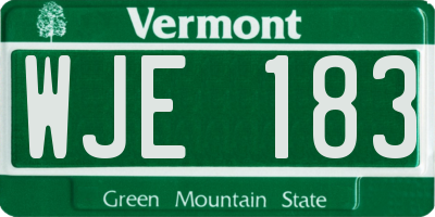 VT license plate WJE183