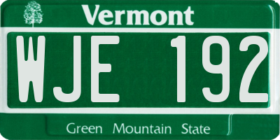 VT license plate WJE192