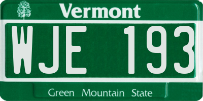 VT license plate WJE193