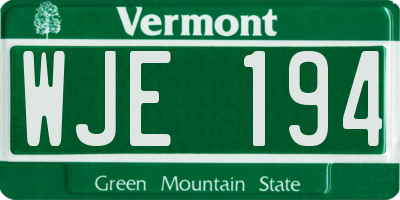 VT license plate WJE194