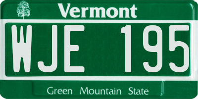VT license plate WJE195