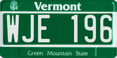 VT license plate WJE196