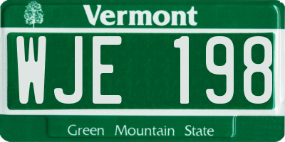 VT license plate WJE198