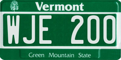 VT license plate WJE200