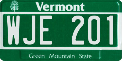 VT license plate WJE201