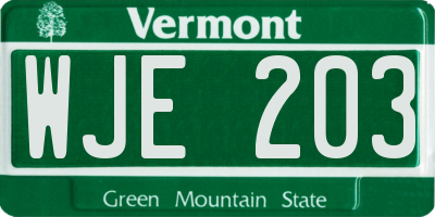 VT license plate WJE203