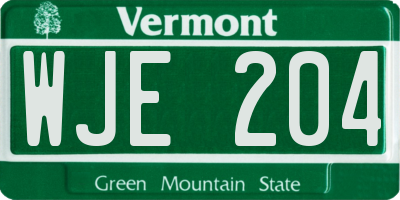 VT license plate WJE204
