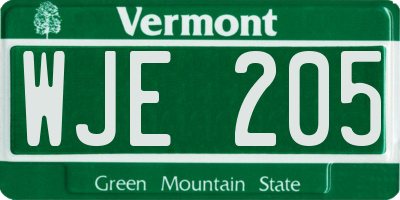 VT license plate WJE205