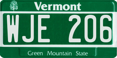 VT license plate WJE206