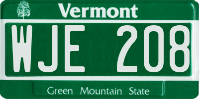 VT license plate WJE208
