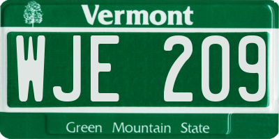 VT license plate WJE209
