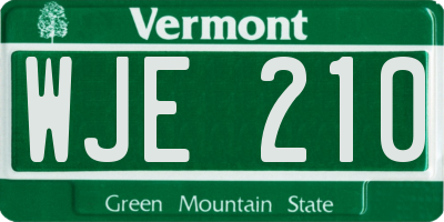 VT license plate WJE210