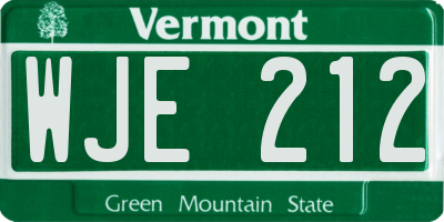 VT license plate WJE212
