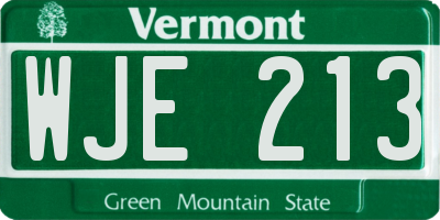 VT license plate WJE213