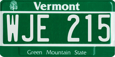 VT license plate WJE215