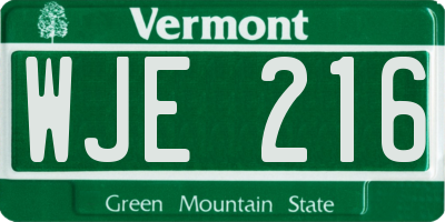 VT license plate WJE216