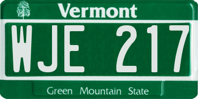 VT license plate WJE217