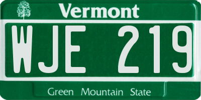 VT license plate WJE219
